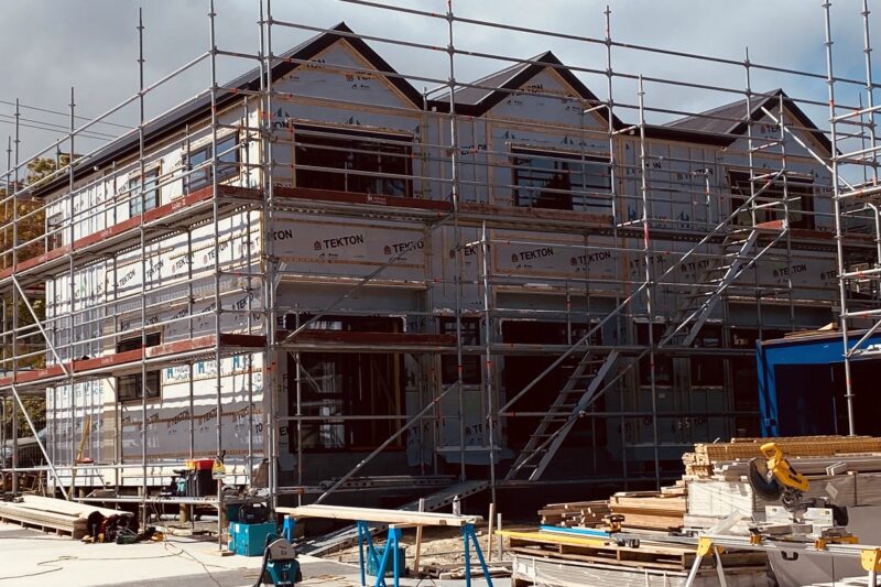 Hutt Valley townhouses under construction with scaffolding