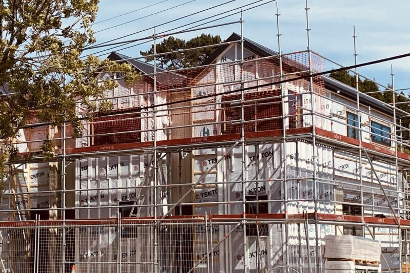 Hutt Valley townhouses under construction with scaffolding