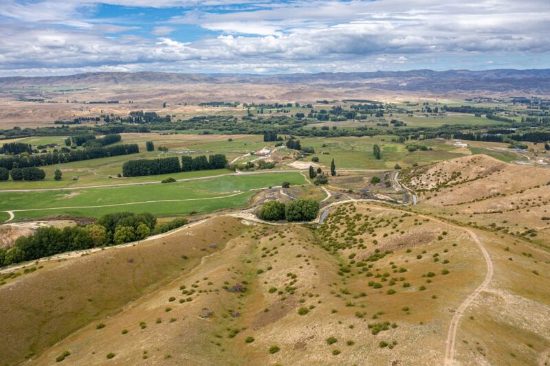 Aerial view over lifestyle residential sections looking toward the hills